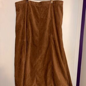 Elegant Brown Faux Suede Skirt